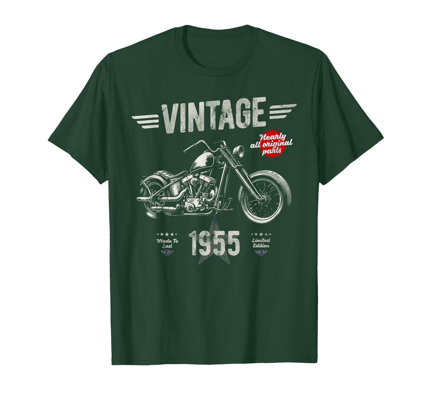 Vintage Classic Born 1955 70th Birthday Retro Motorbike T-Shirt