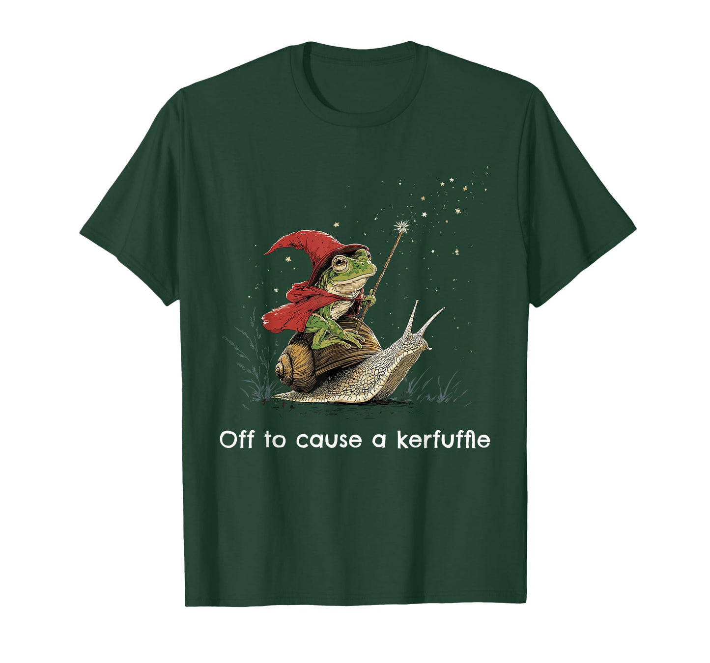 Off to Cause A Kerfuffle Sarcasm Frog Riding Snail Humor T-Shirt