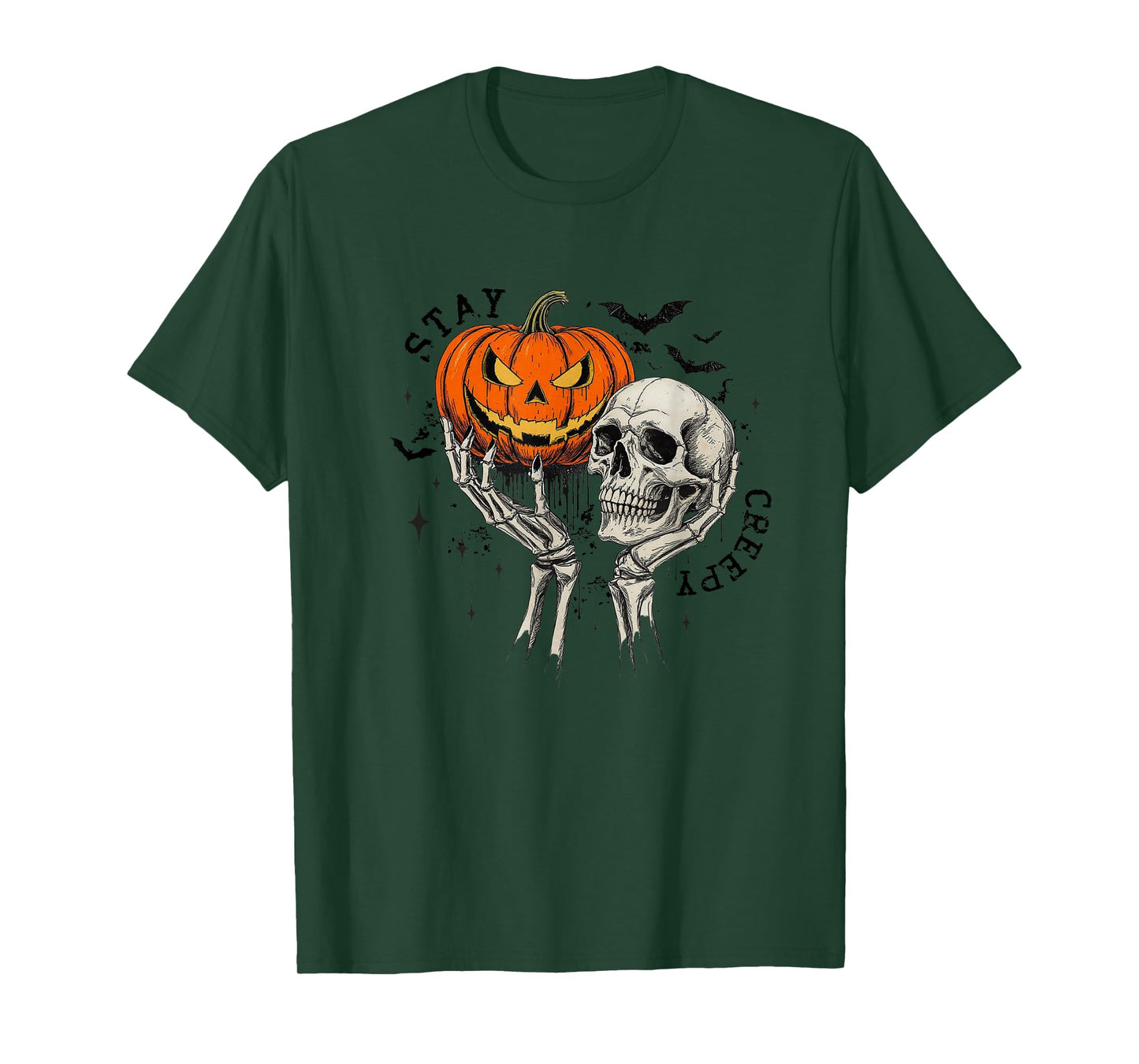 Amazing Spooky Creepy Halloween Pumpkin and Skull T-Shirt