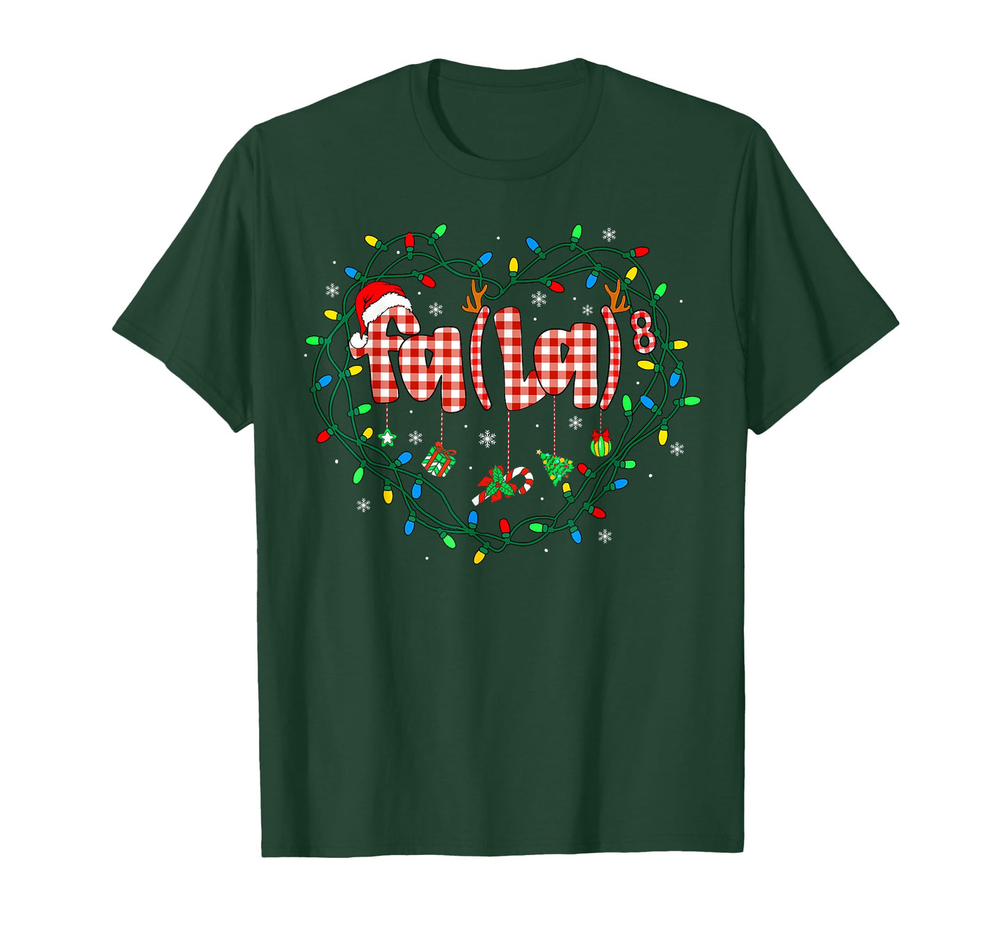 Funny Christmas FA (La) 8 Red Plaid Santa Math Teacher Kid T-Shirt