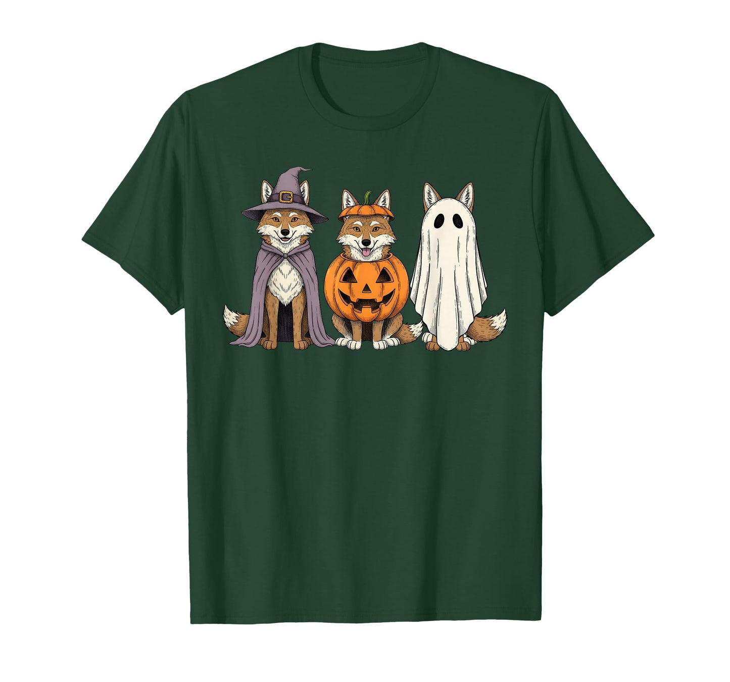 Spooky Ghost Coyote Lover Pumpkin Halloween T-Shirt