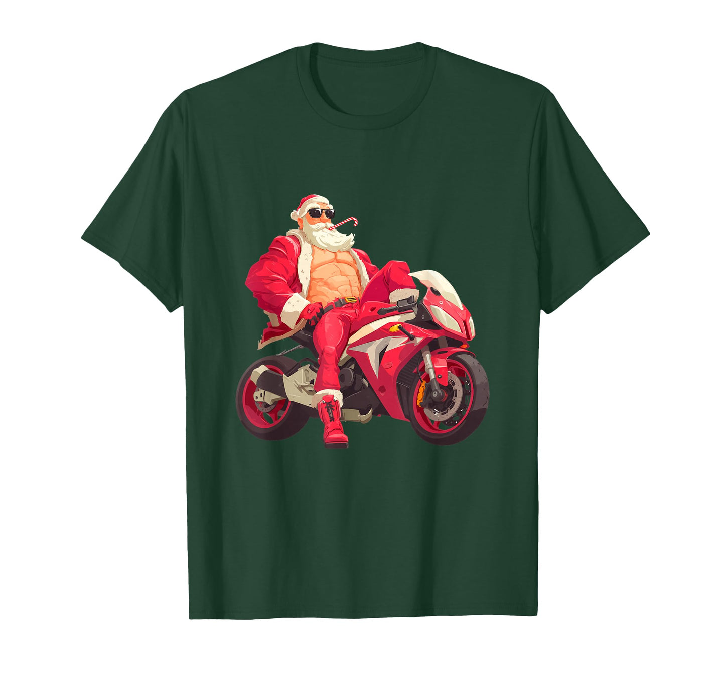 Xmas Motorcycle Costume with Naughty Santa for Christmas T-Shirt