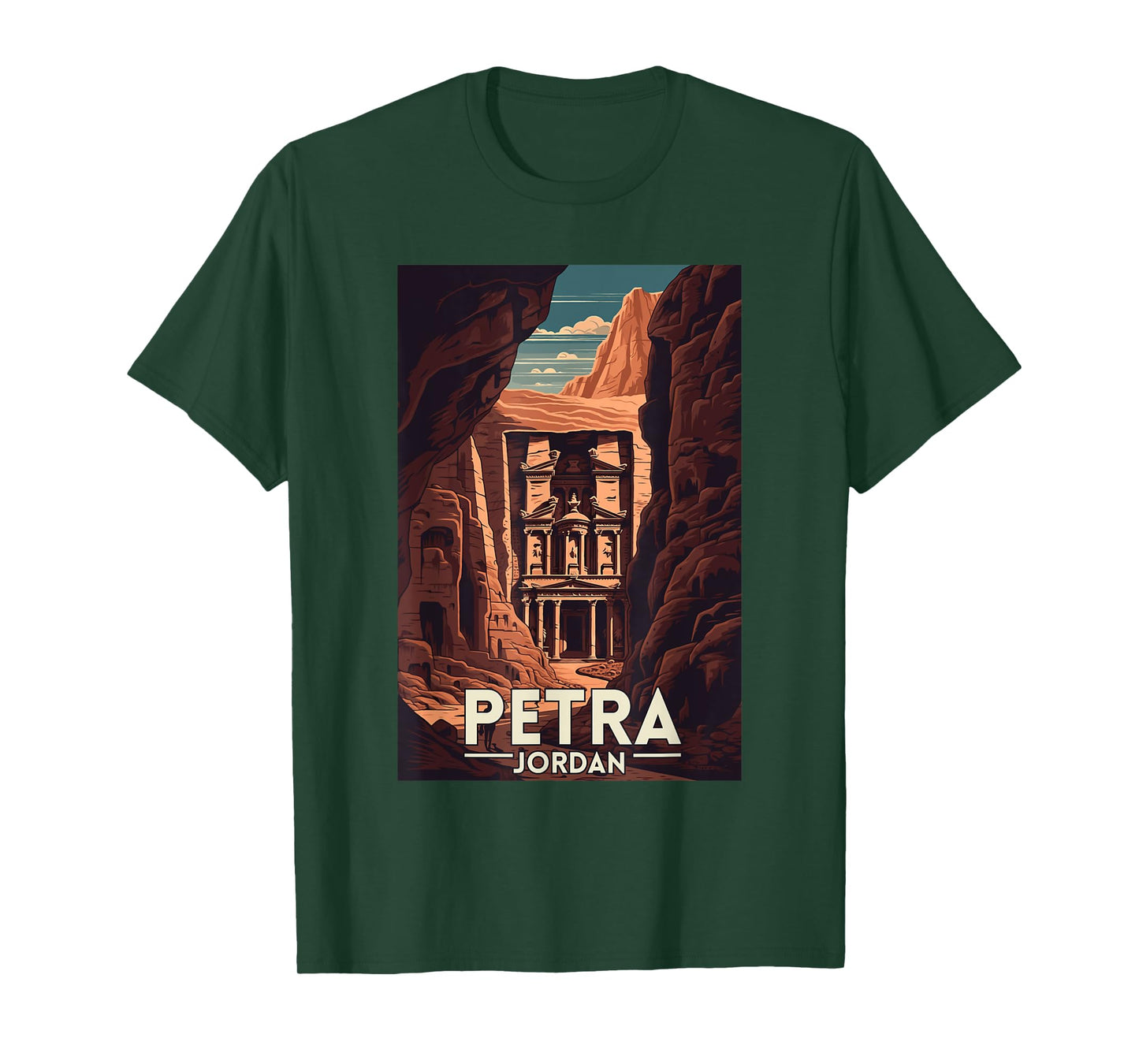 Petra Jordan Retro Vintage Travel Souvenir T-Shirt, Small, Black