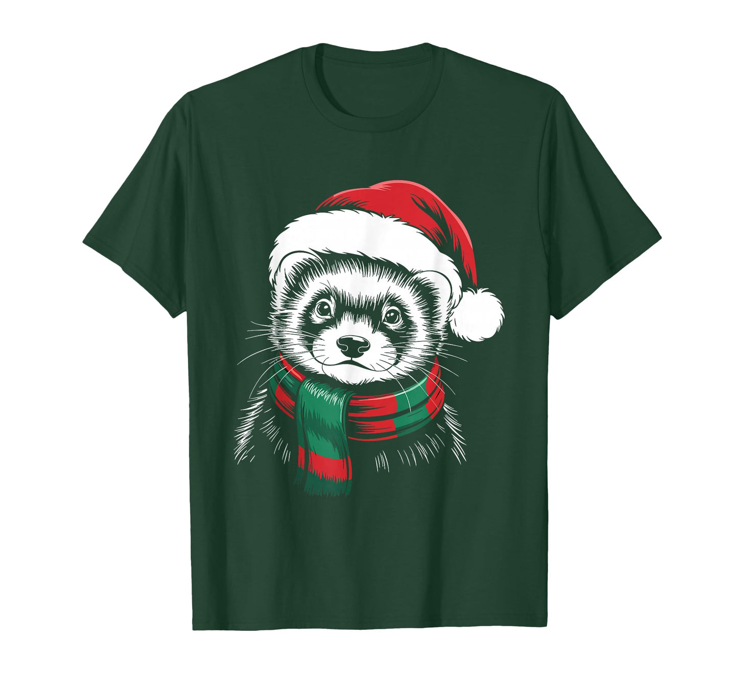 Ferret Xmas Santa Hat Scarf Christmas Costume T-Shirt