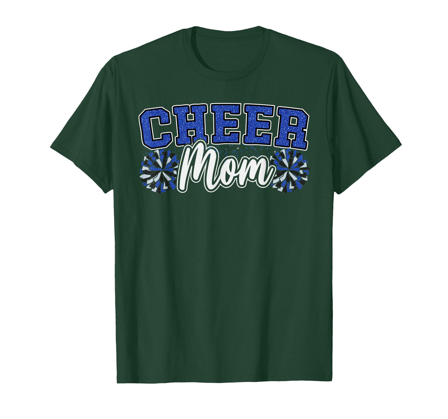 Funny Loud Proud Cheer Mom Mama Cheerleading Blue Black Pom T-Shirt
