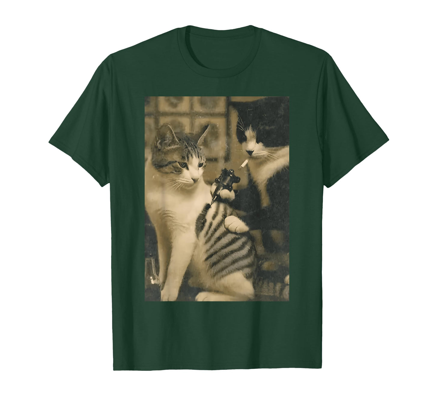 Vintage Cat Smoking Tattoo Inked Kitty Artist Funny Meme T-Shirt