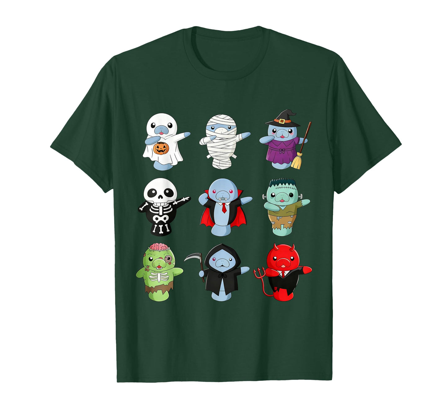 Baby Manatee Ghost Dabbing Witch Halloween Costume Kids T-Shirt