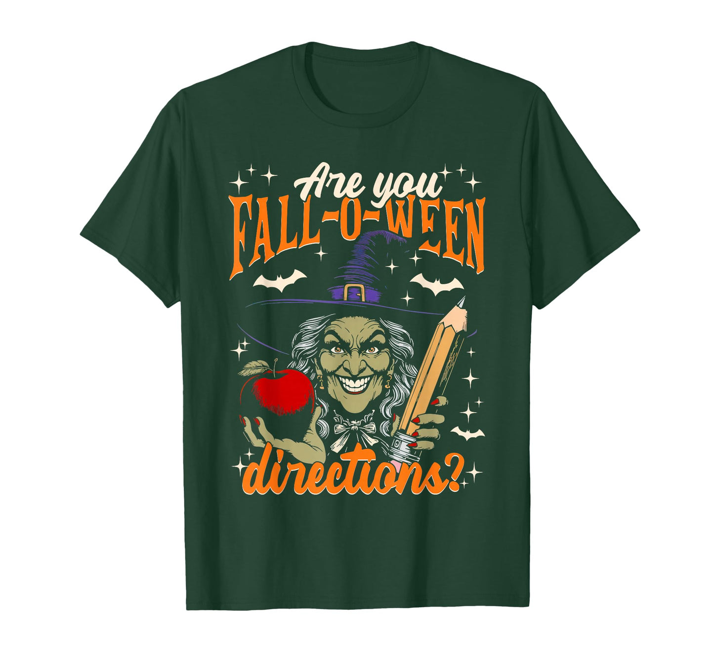 Retro are You Fall O Ween Directions Teacher Halloween Witch T-Shirt