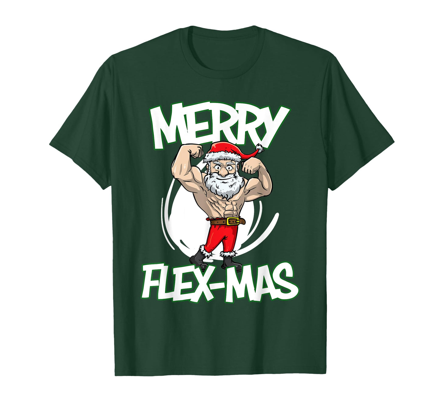 Santa Claus Flexing Merry Flex Mas Beard Funny Saying Design T-Shirt