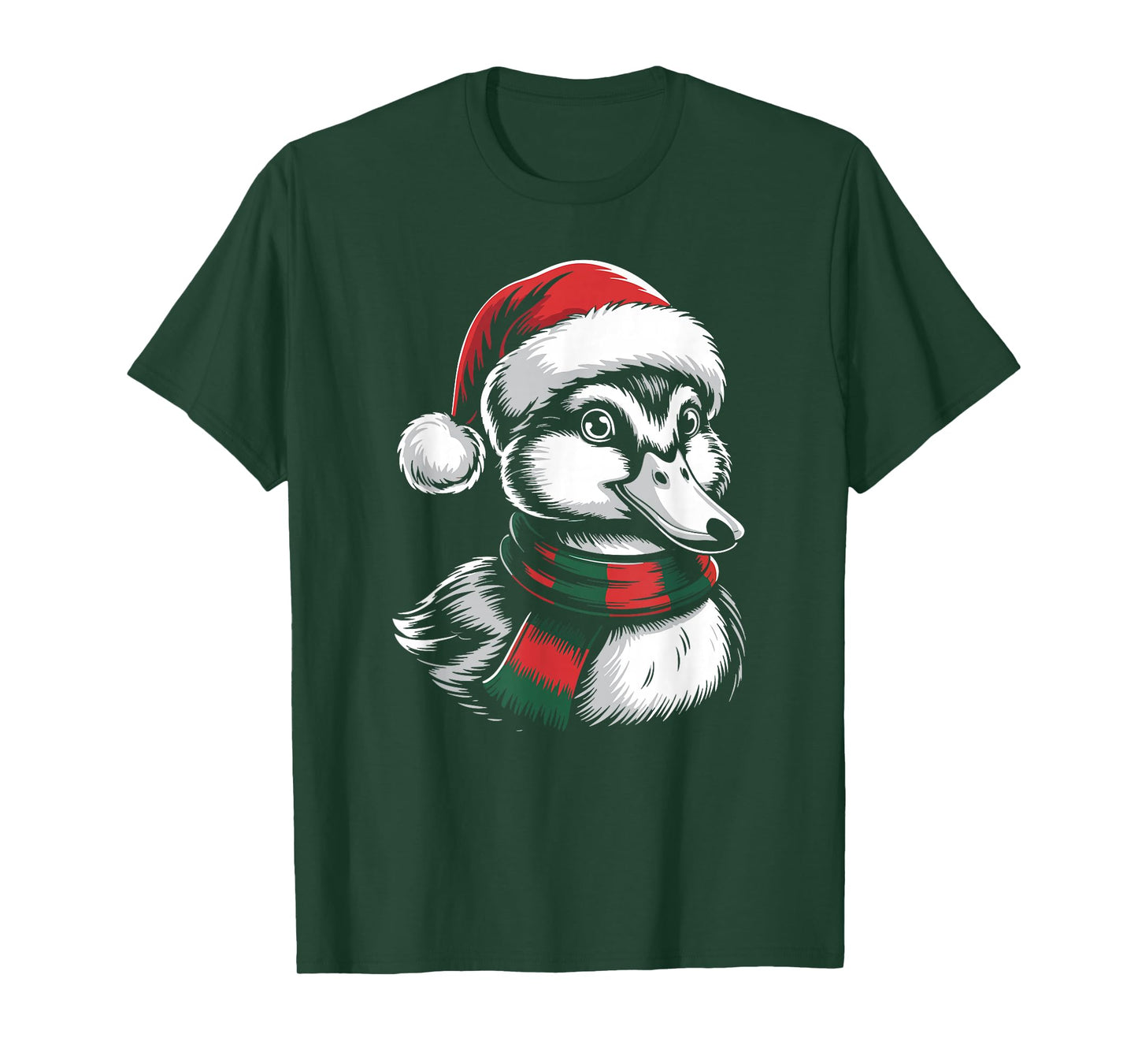 Duck Xmas Santa Hat Scarf Christmas Costume T-Shirt