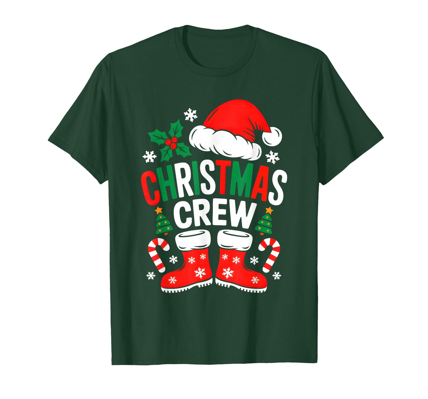 Funny Christmas Crew Xmas Squad Santa Family Pajamas 2025 T-Shirt