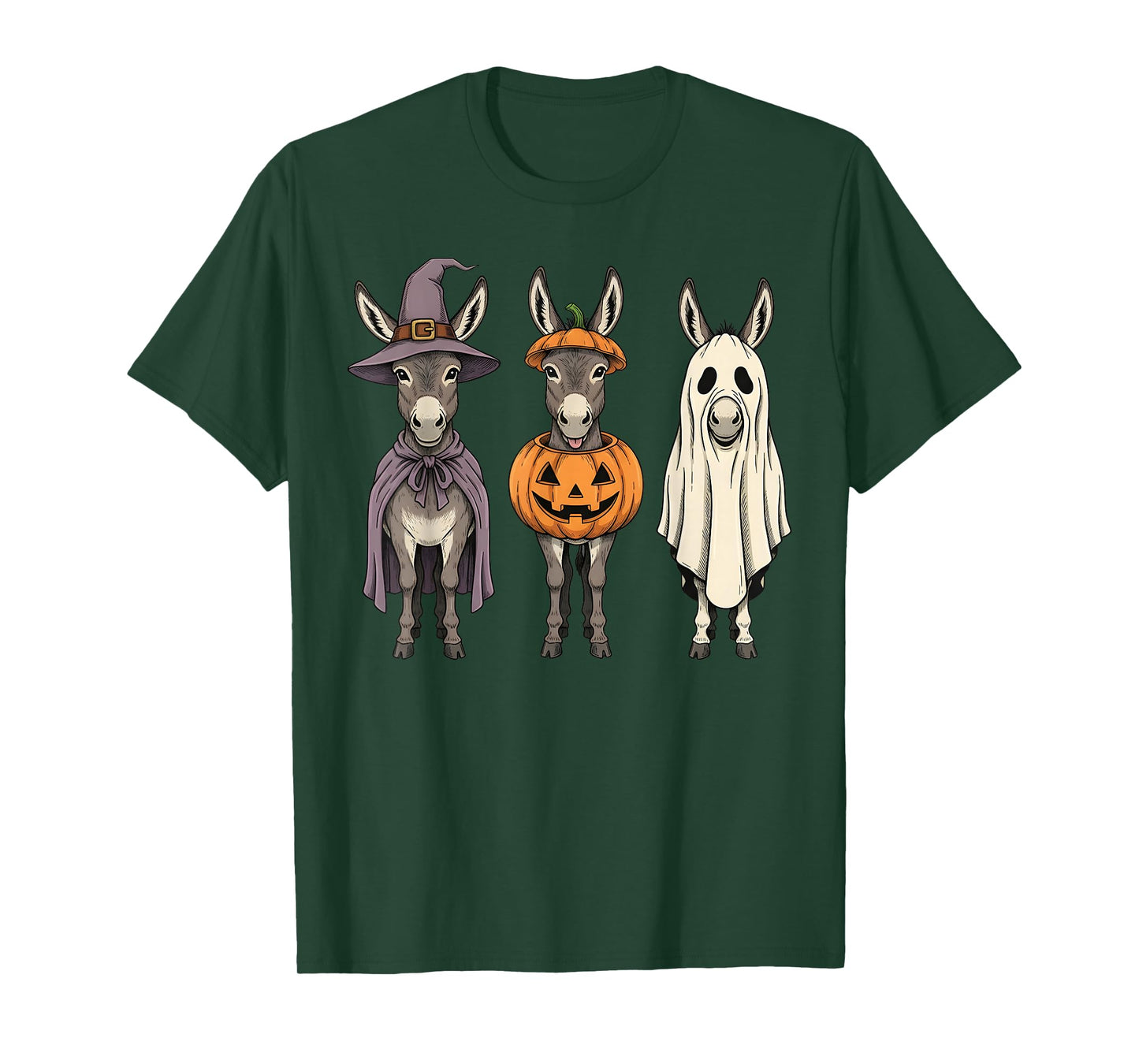 Spooky Ghost Donkey Pumpkin Halloween Farm Animal T-Shirt