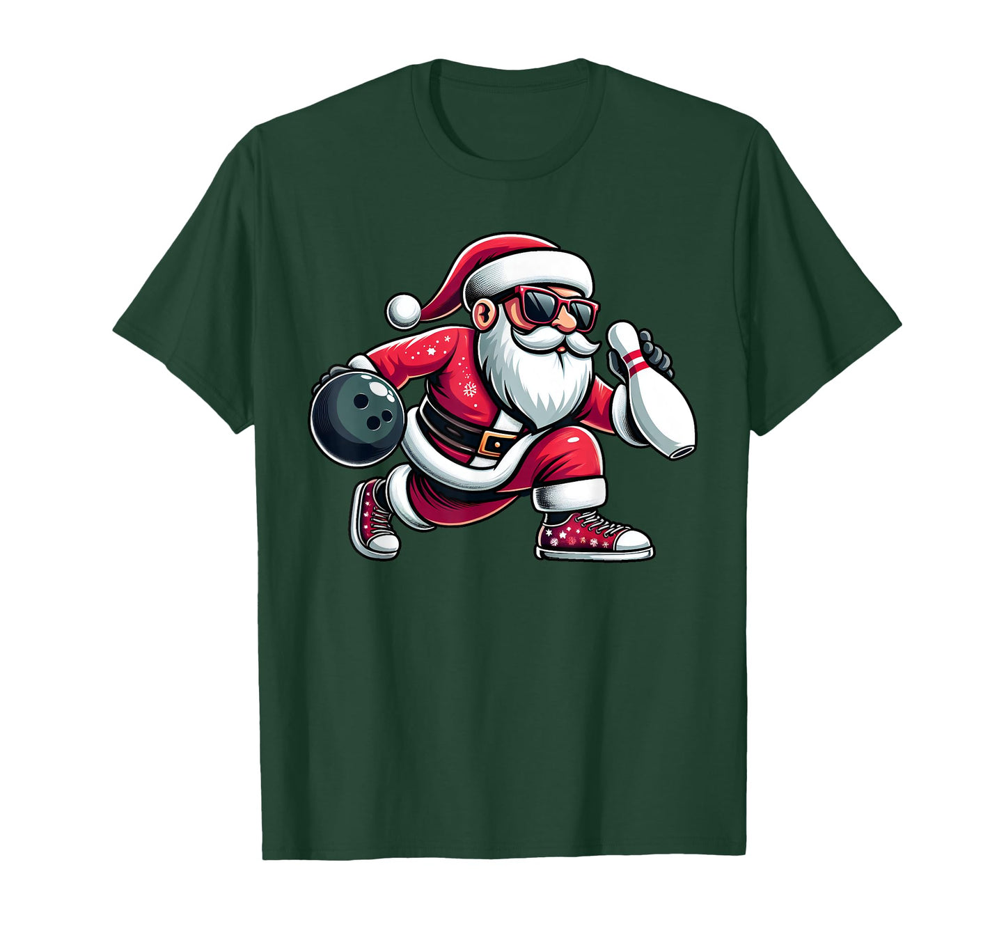 Christmas Santa Claus Play A Bowling Funny Boys Kids Xmas T-Shirt