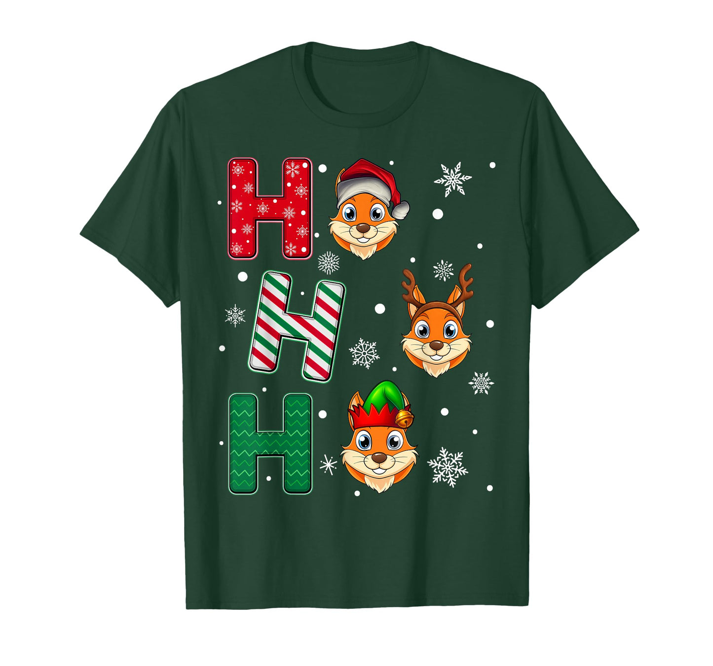 Ho Ho Ho Chipmunk Animal Matching Santa Elf Xmas T-Shirt