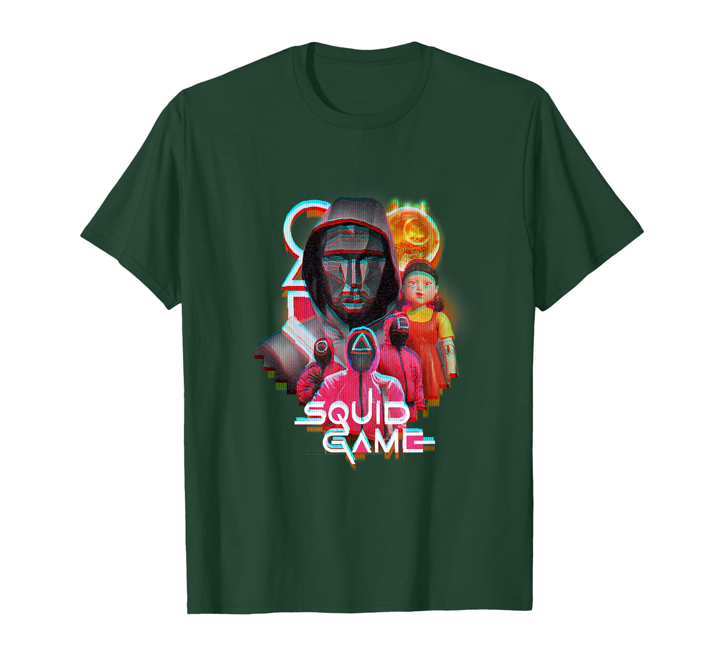 Squid Game 2 Front Man & Henchmen Glitch Logo T-Shirt