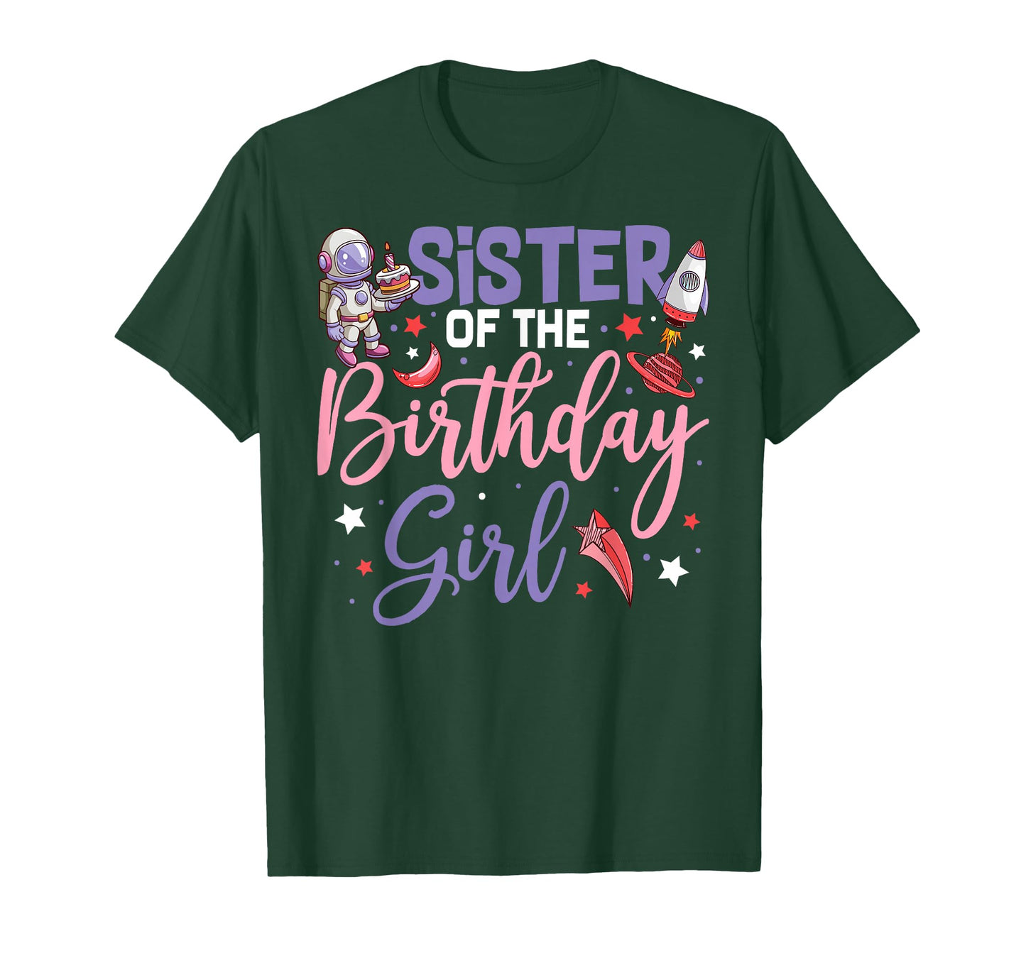 Two The Moon Sister Of the Birthday Girl Astronaut Family T-Shirt