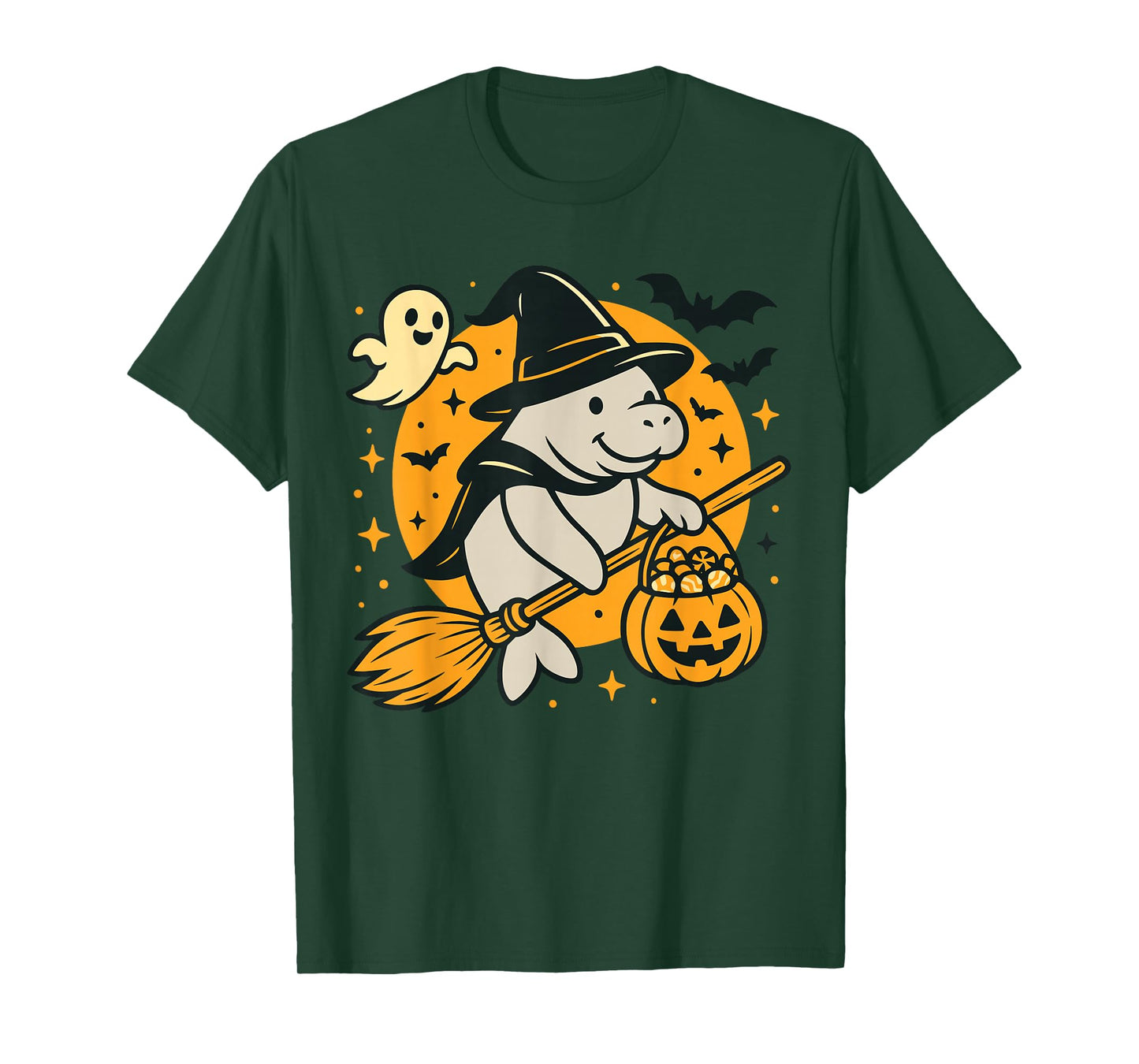 Manatee Witch Costume Women Kids Trick or Treat Witch Broom T-Shirt