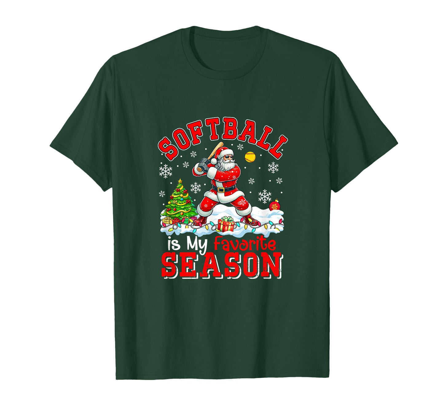 Softball is Favorite Season Costume Player Christmas Santa T-Shirt