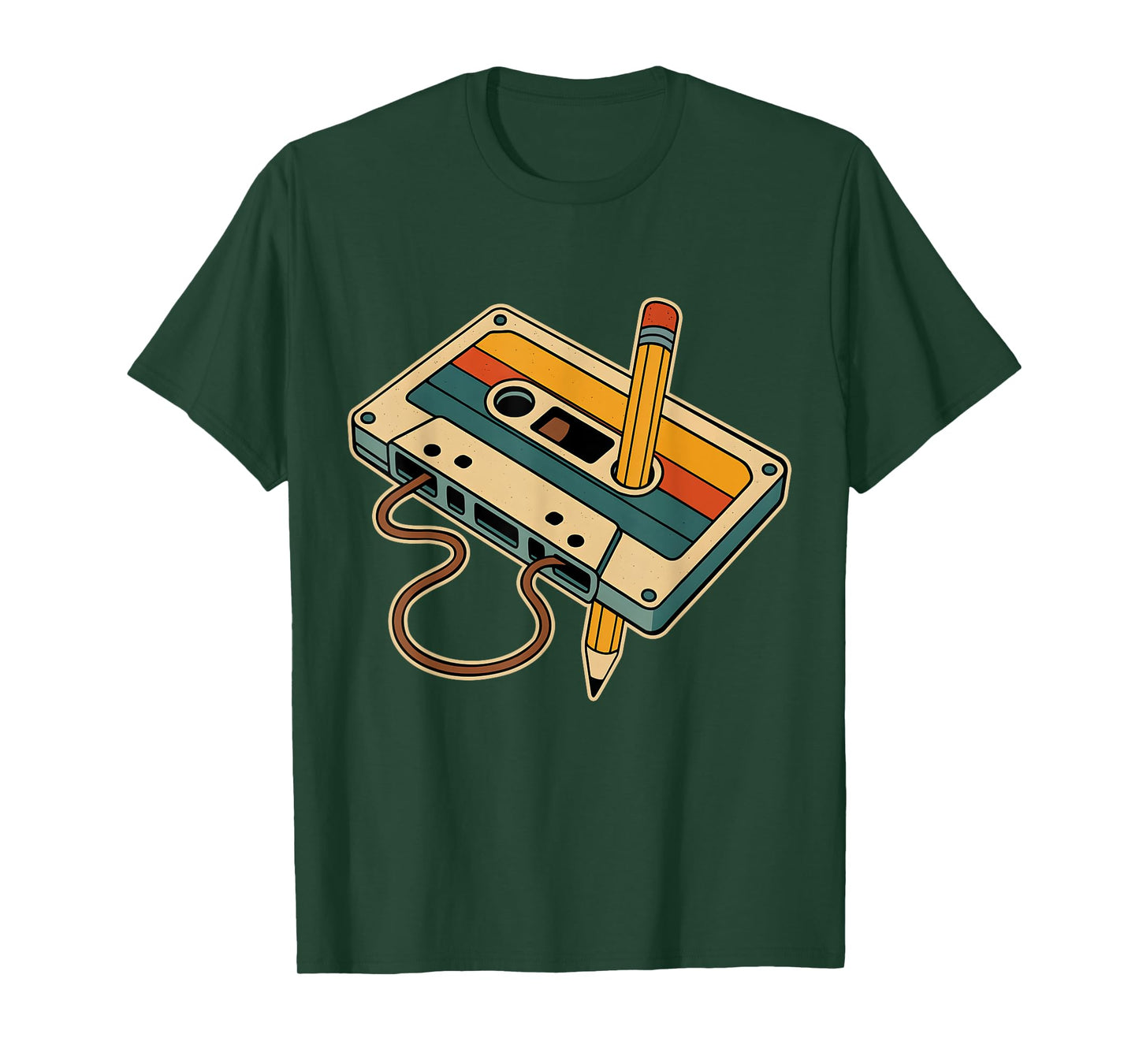 80s 90s Retro Party Costume Nostalgia Cassette Tape Pencil T-Shirt