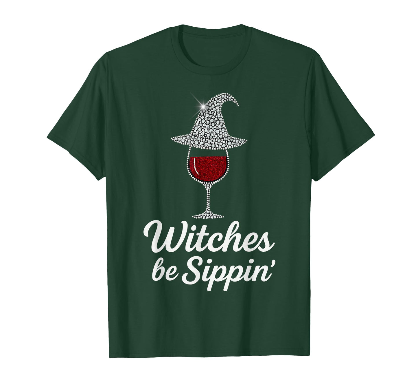 Witches Be Sippin Funny Witch Drinking Wine Glass Halloween T-Shirt