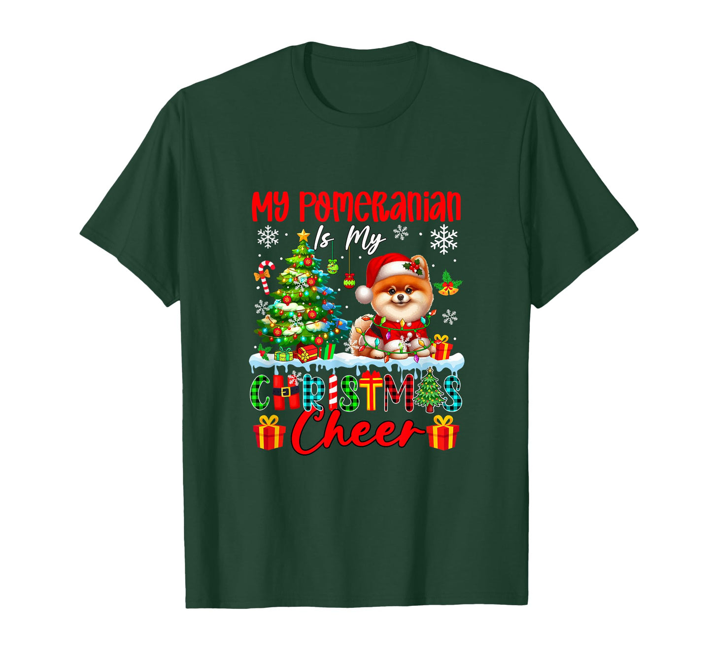 My Pomeranian is My Xmas Cheer Funny Santa Dog Owner Kids T-Shirt