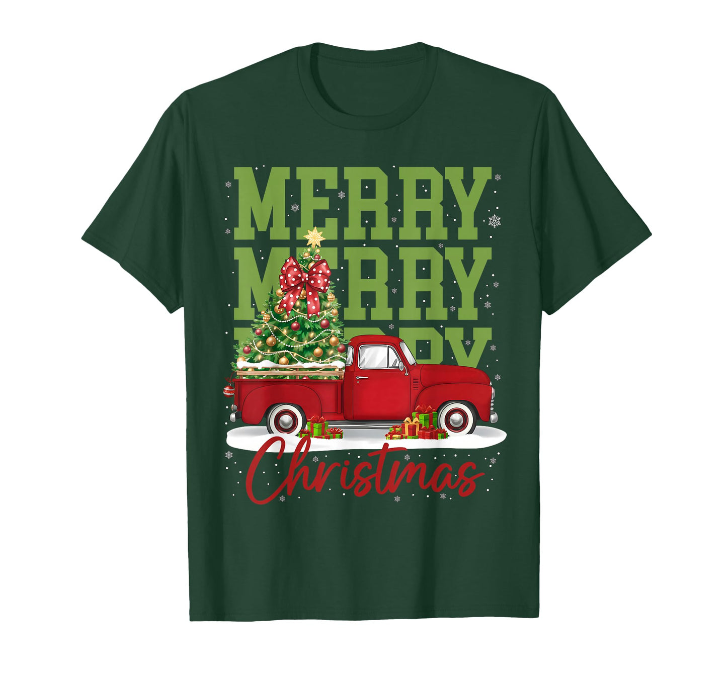 Merry Christmas Red Truck Family Matching Pajama Men Women T-Shirt