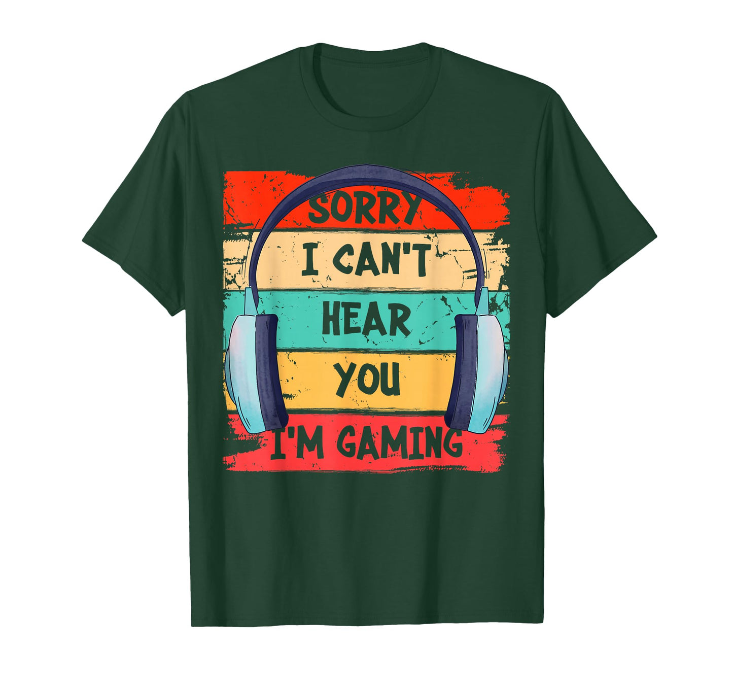 Can't Hear You I'm Gaming Vintage Gamer Headset Graphic T-Shirt
