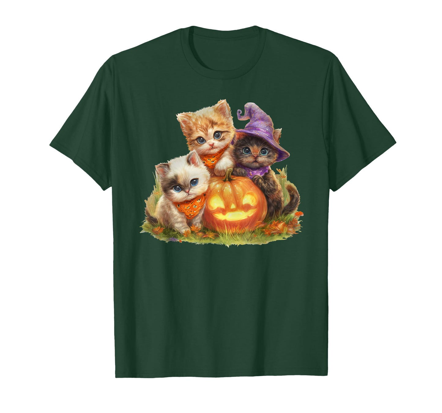 Vintage Kittens Pumpkin Cute Cat Spooky Season Halloween T-Shirt