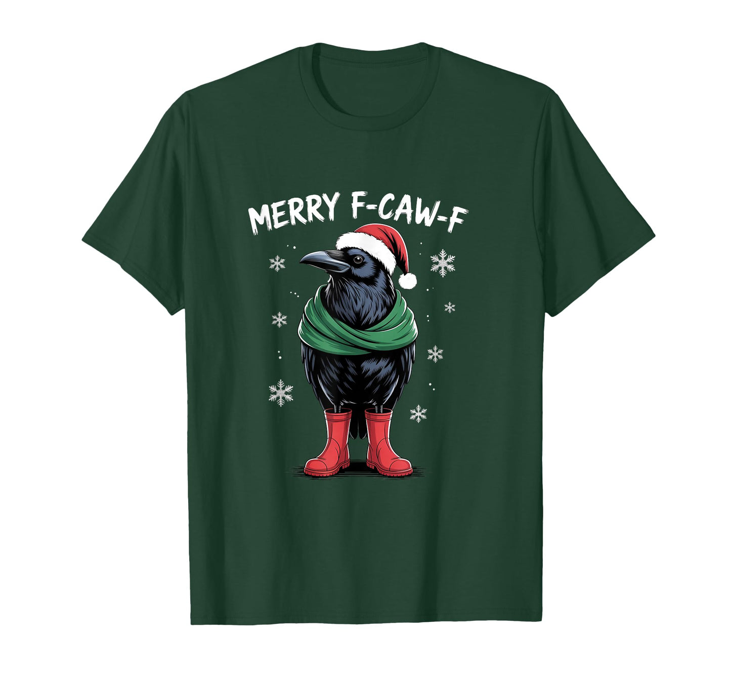 Crow F-CAW-F Black Bird, Gothic Christmas Santa Hat T-Shirt