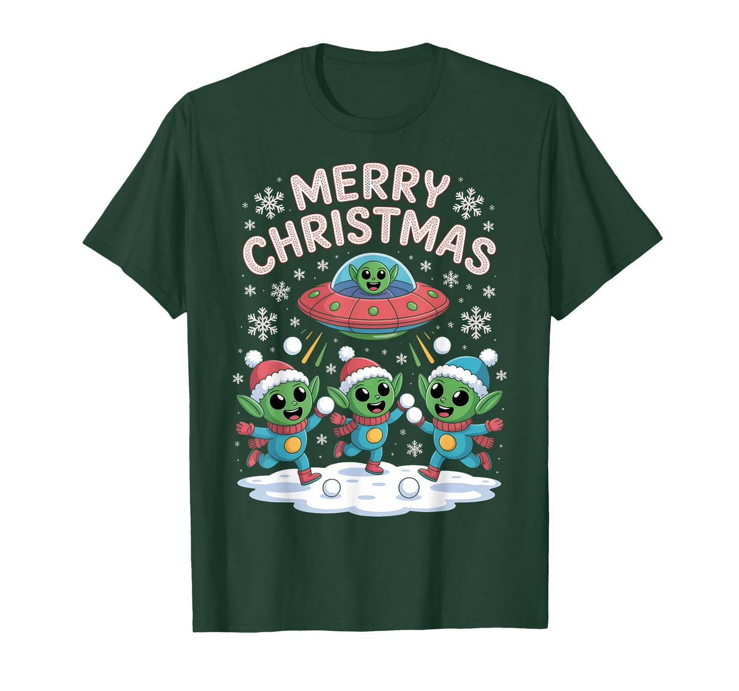 Funny Alien Trio Merry Ugly Christmas Santa Hat Gifts Xmas T-Shirt