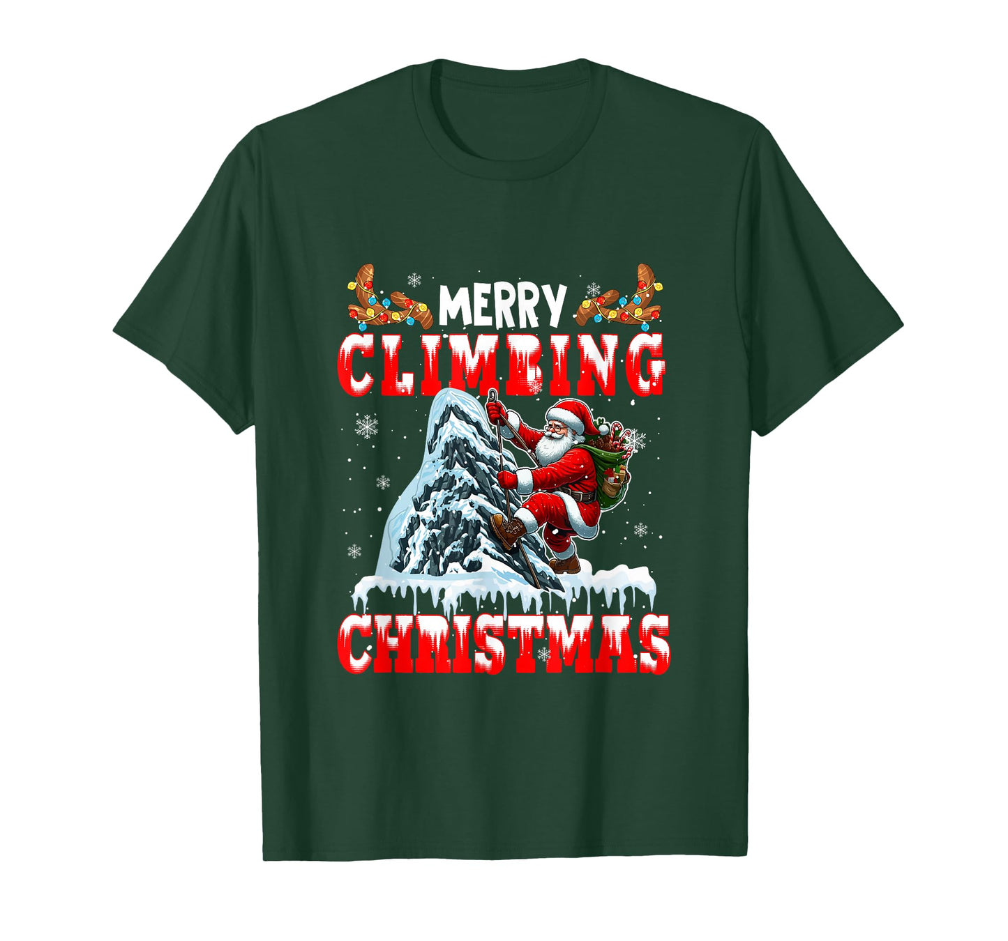 Merry Christmas Climbing Santa Colorful Costume Sport Lover T-Shirt
