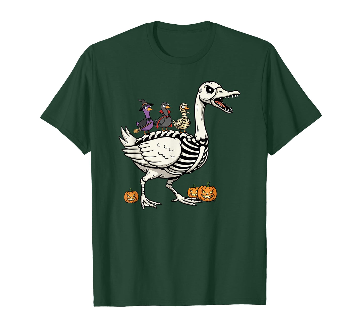 Funny Goose Skeleton Mummy Witch Halloween Kids Mens Womens T-Shirt