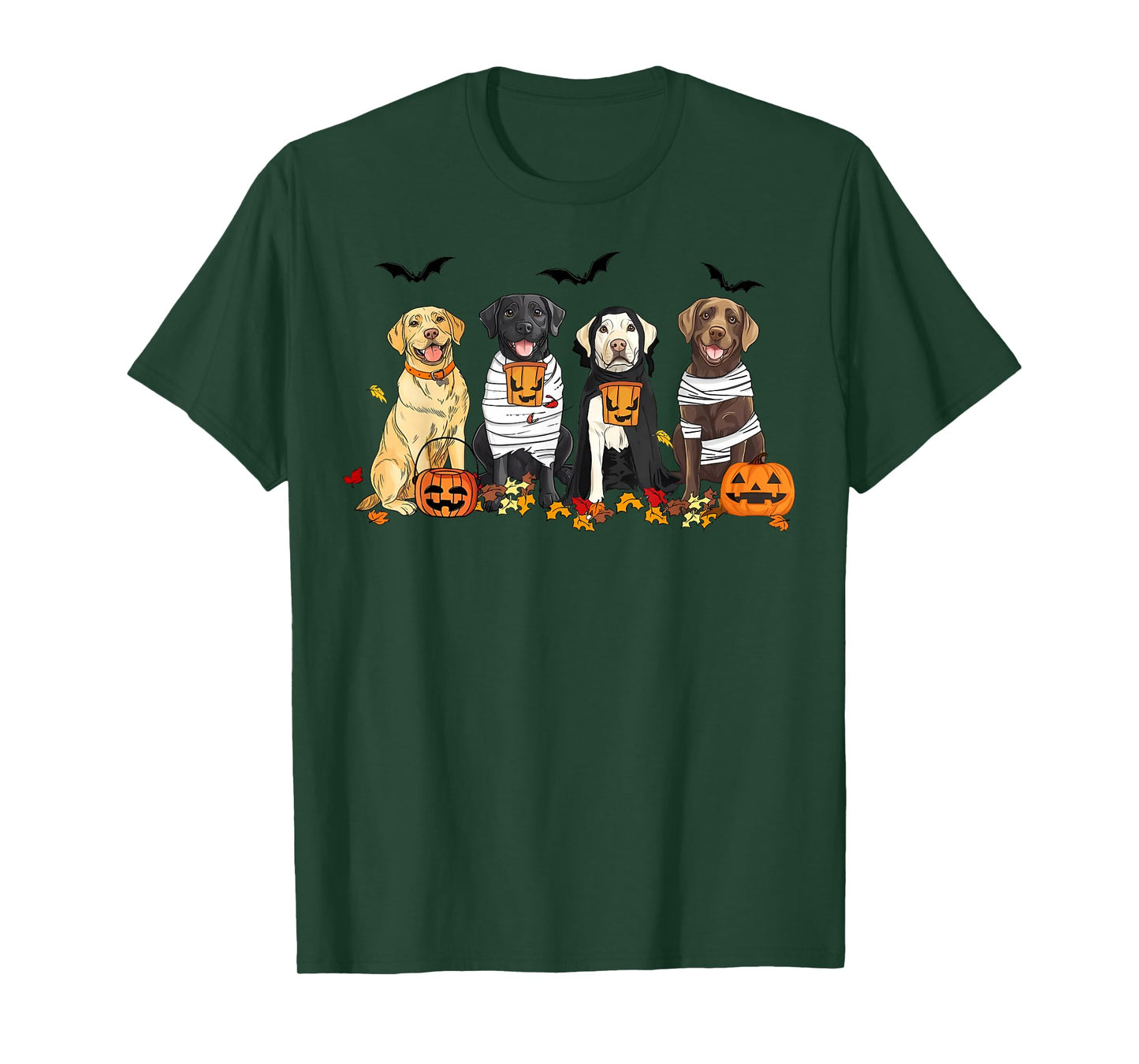 Labrador Retriever Dogs Ghost Witch Mummy Halloween Pumpkins T-Shirt