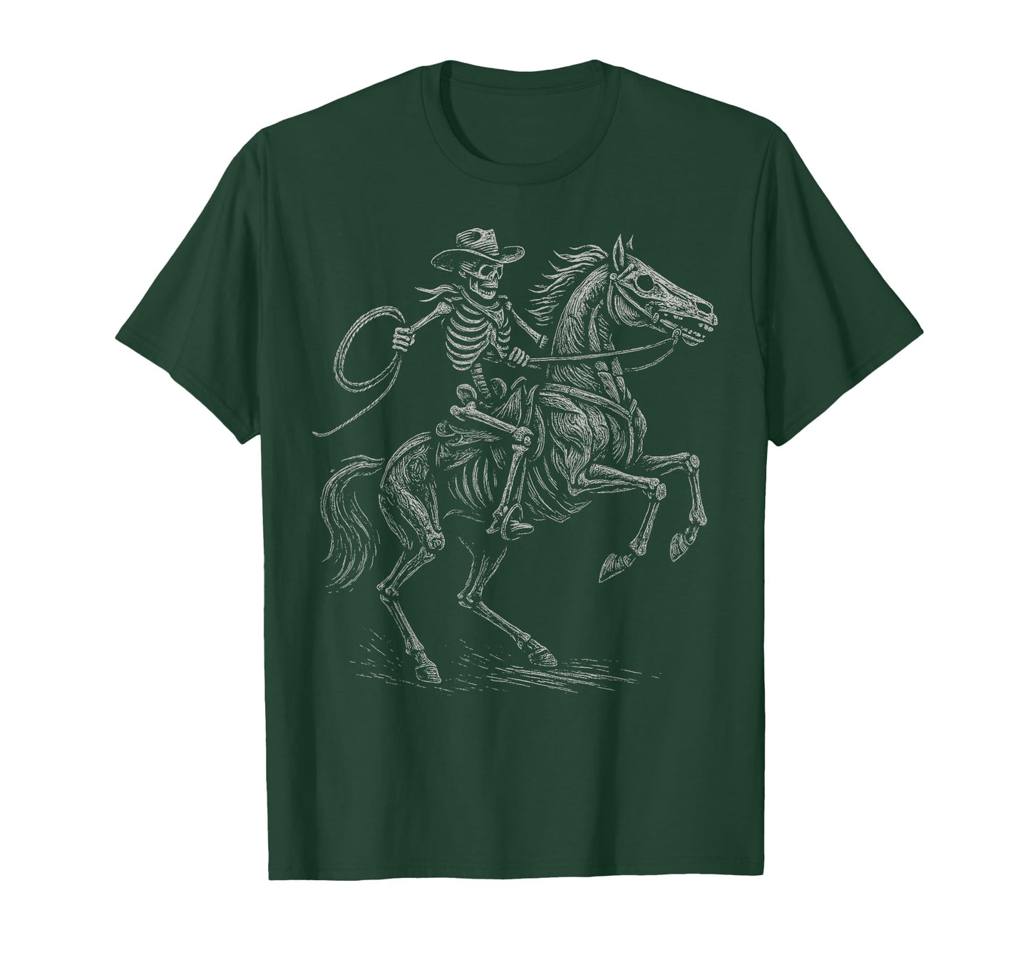 Skeleton Cowboy Horse Western Gothic Halloween Men Kids Boys T-Shirt