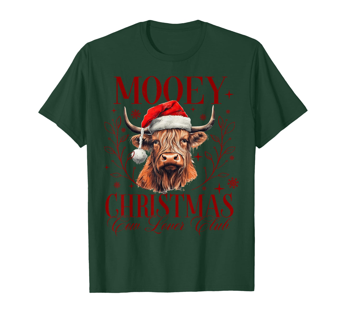 Mooey Christmas Santa Highland Cow Scottish Family Group T-Shirt