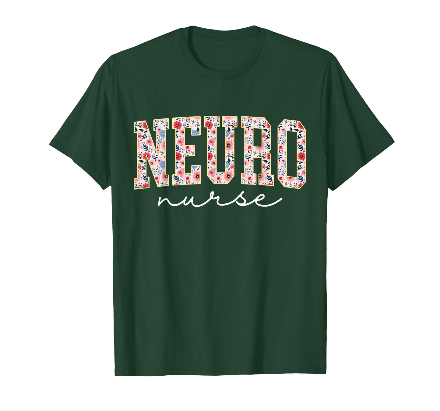 Floral Neuro Trauma Icu Nurse Neurology Nurse Neuroscience T-Shirt