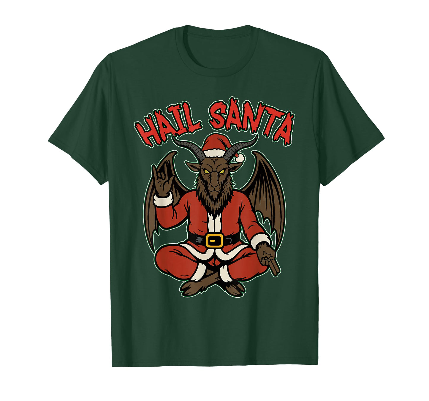 Hail Santa Heavy Pagan Solstice Gothic Baphomet Christmas T-Shirt