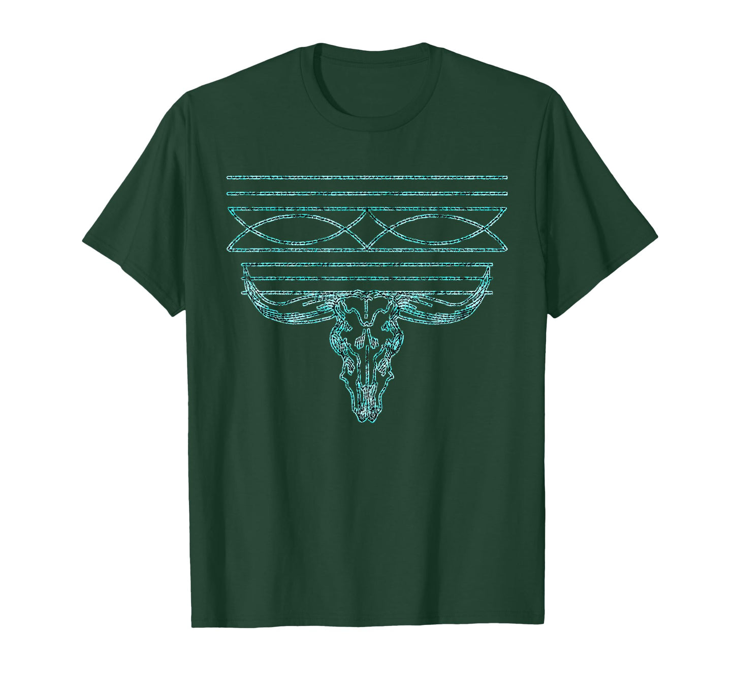 Retro Western Turquoise Boot Stitch Rodeo Cowgirl Womens T-Shirt