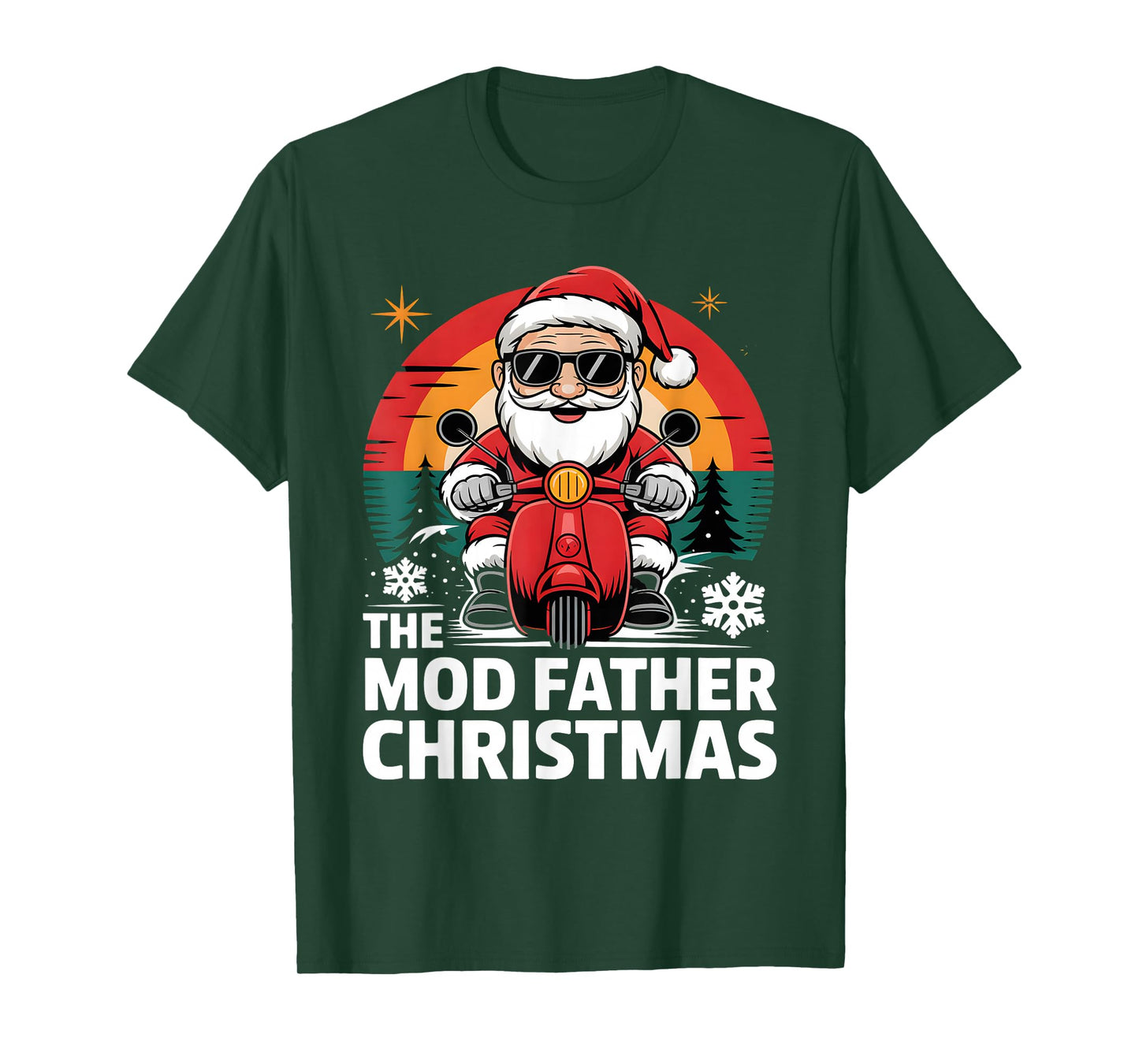 Funny Santa On Motorbike for Mods The Mod Father Christmas T-Shirt