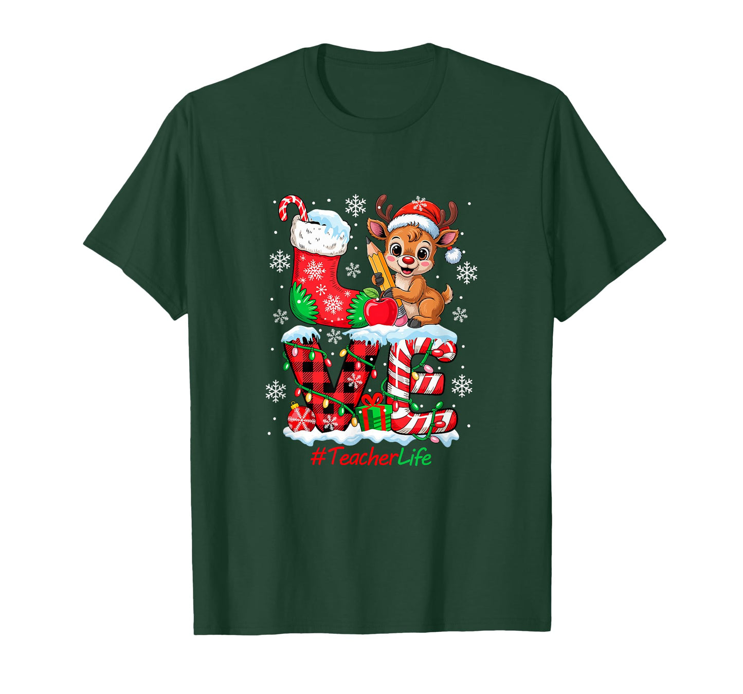 Love Teacher Tools Christmas Santa Reindeer Funny Job Team T-Shirt