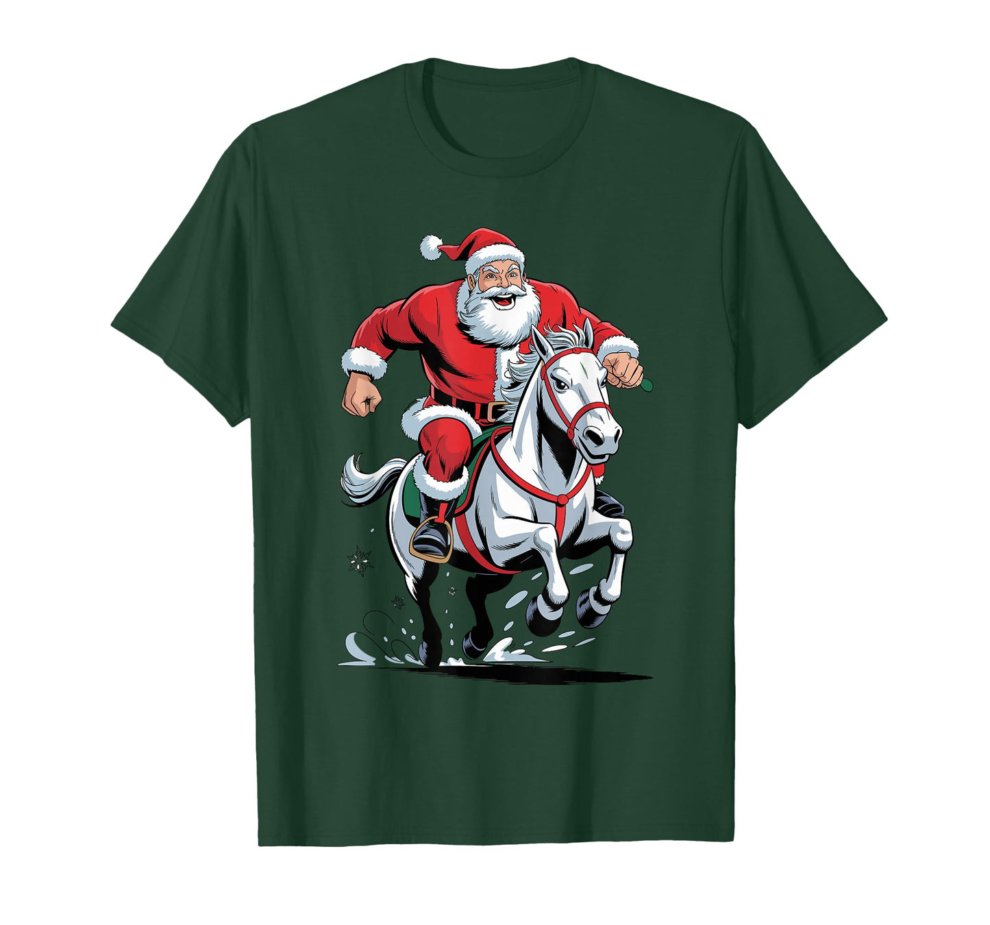 Funny Santa Riding Horse Equestrian Christmas Xmas Pajama T-Shirt