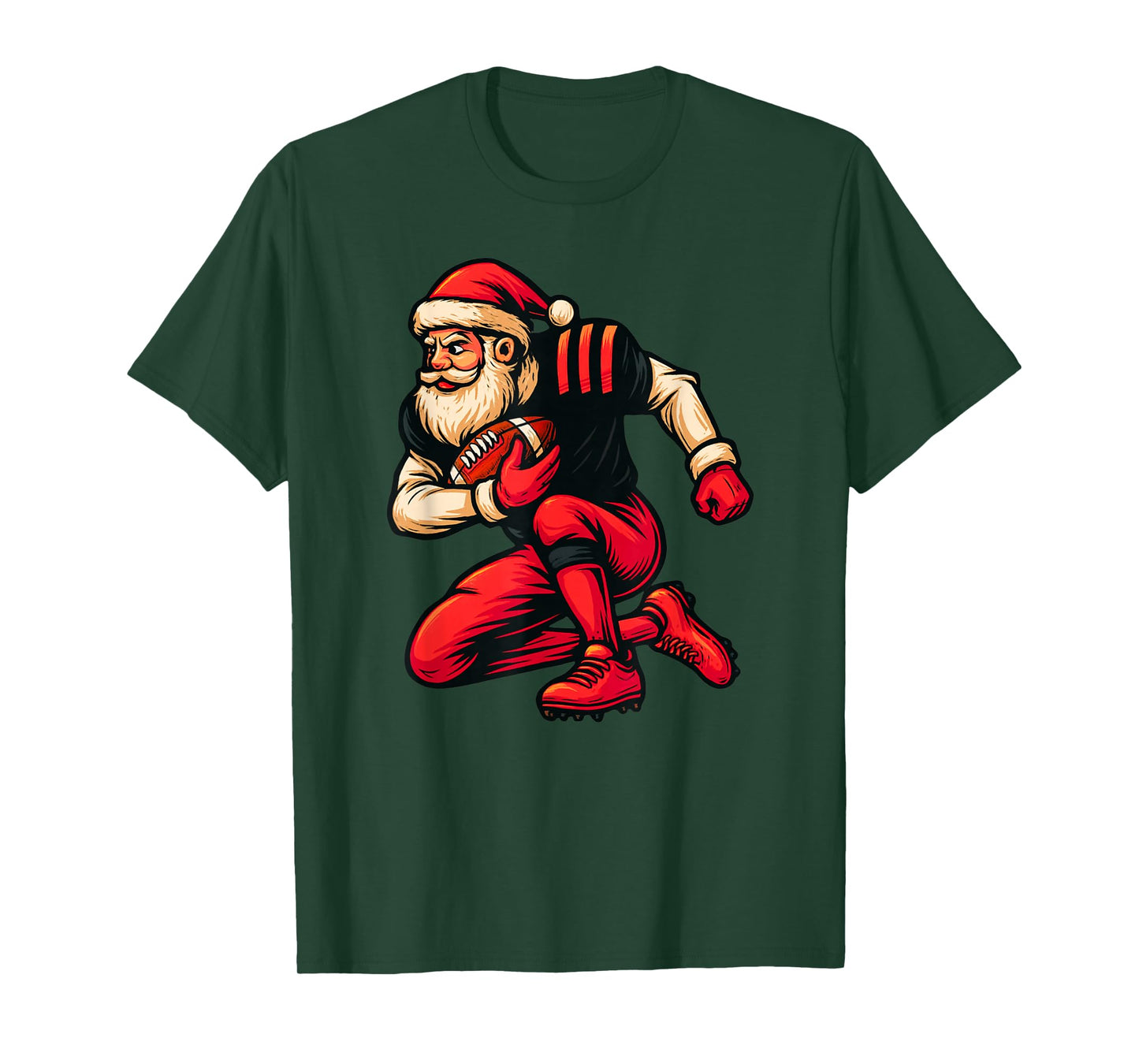 Santa Claus Playing American Football Xmas Holiday Christmas T-Shirt