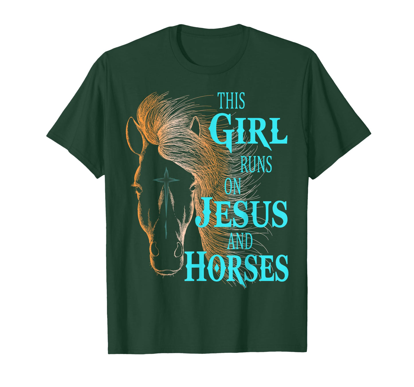 Christian THIS GIRL RUNS ON JESUS & HORSES Equestrian Rider T-Shirt