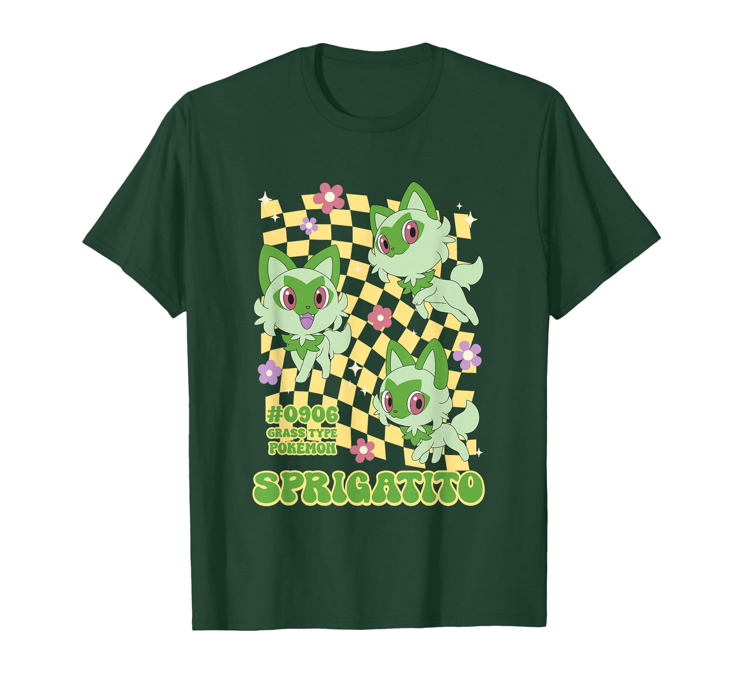 Pokémon Sprigatito #0906 Grass Type Pokemon Retro Chest Logo T-Shirt