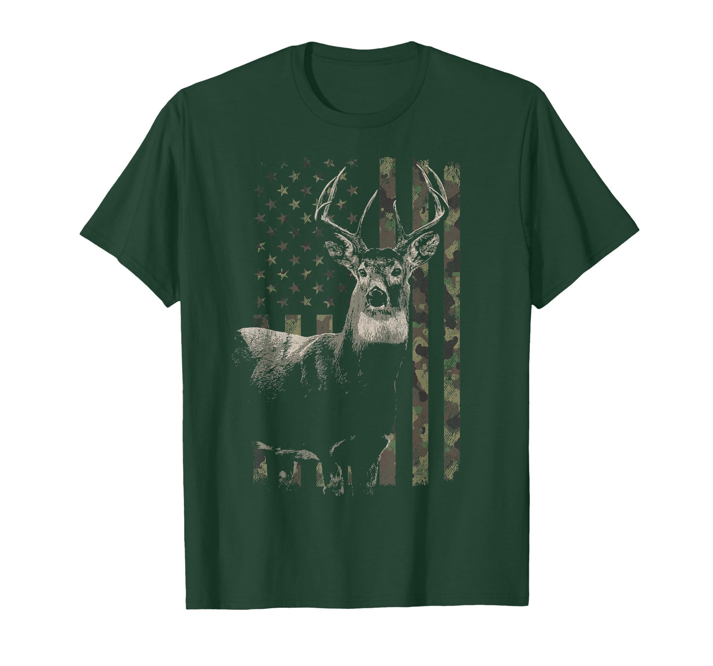 Hunting Camo American Flag Deer T-Shirt