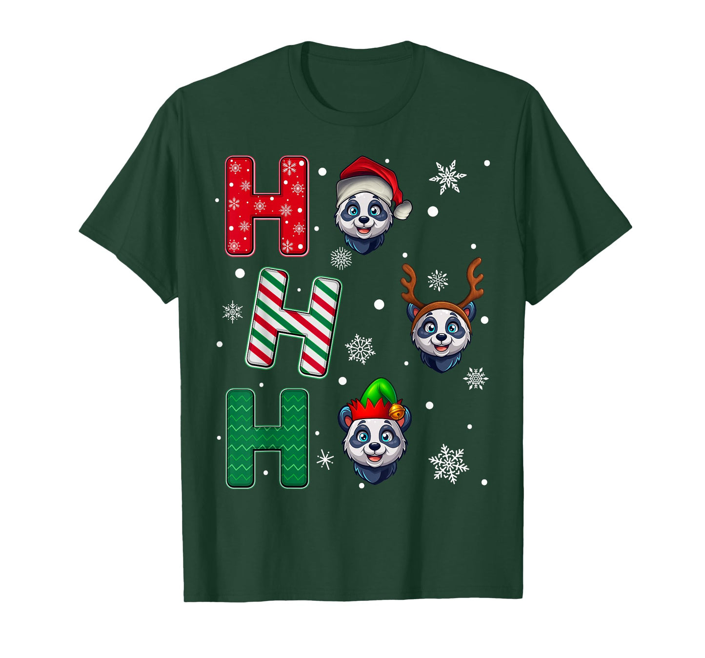 Ho Ho Ho Panda Animal Christmas Santa Elf Xmas T-Shirt