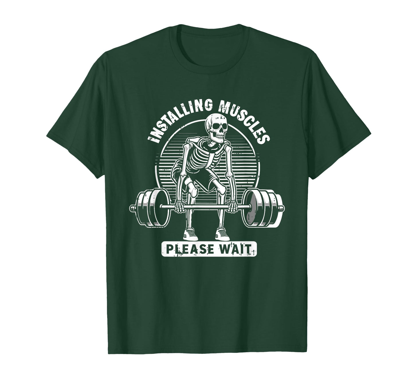 Installing Muscles Please Wait Halloween Skeleton Workout T-Shirt