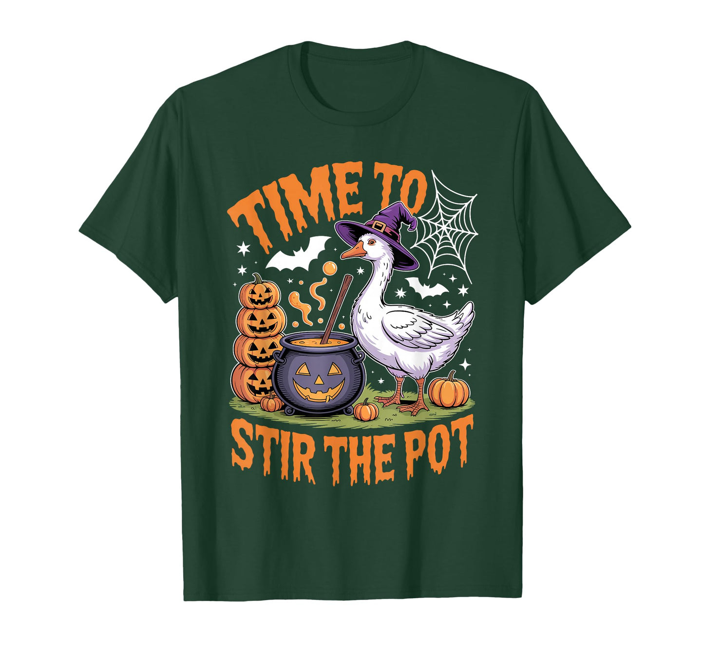 Time to Stir The Pot Funny Halloween Goose Witchy Women Men T-Shirt