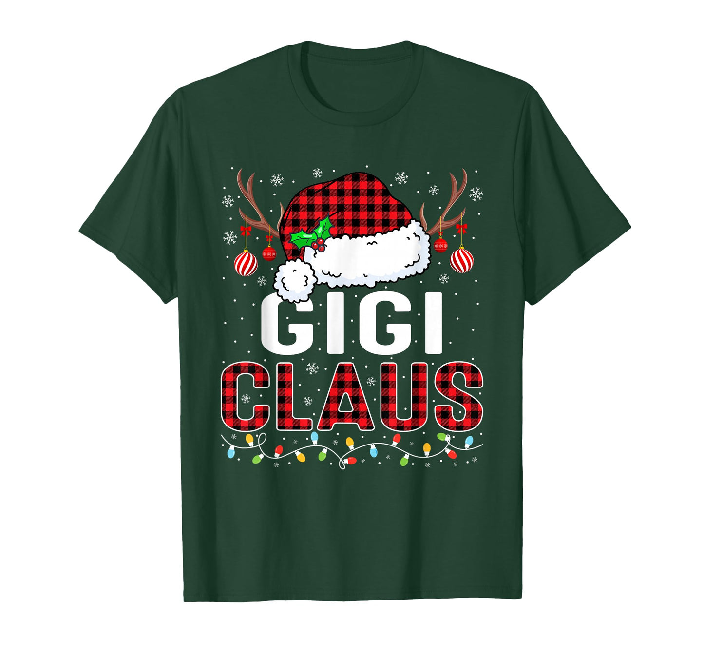 Christmas Lights Gigi Claus Family Matching Xmas Pajama T-Shirt