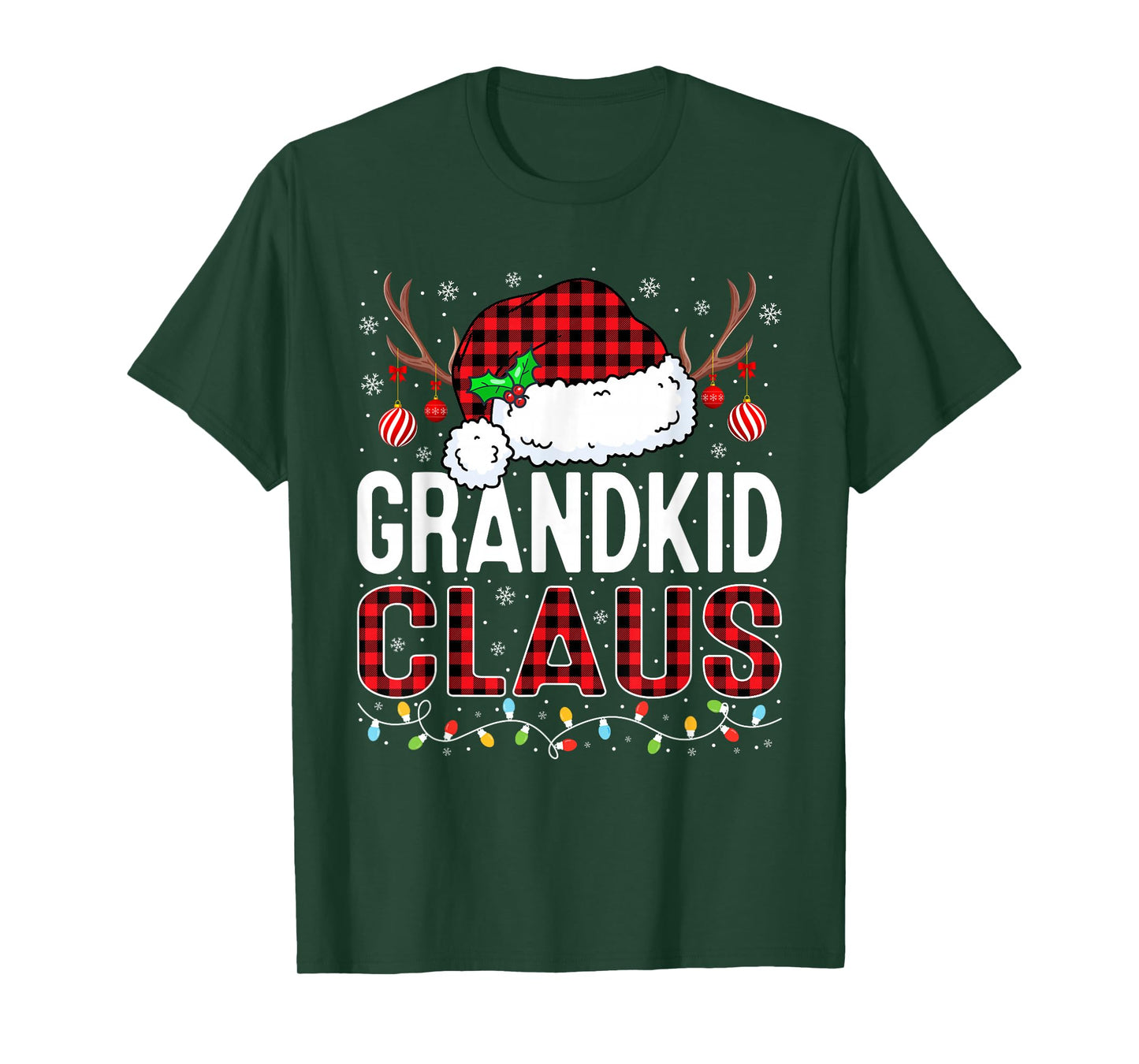 Christmas Lights Grandkid Claus Family Matching Xmas Pajama T-Shirt
